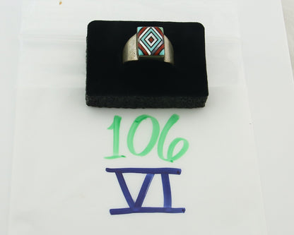 Vintage Zuni Ring 925 Sterling Natural Authentic Gemstone Handmade Size 10.25