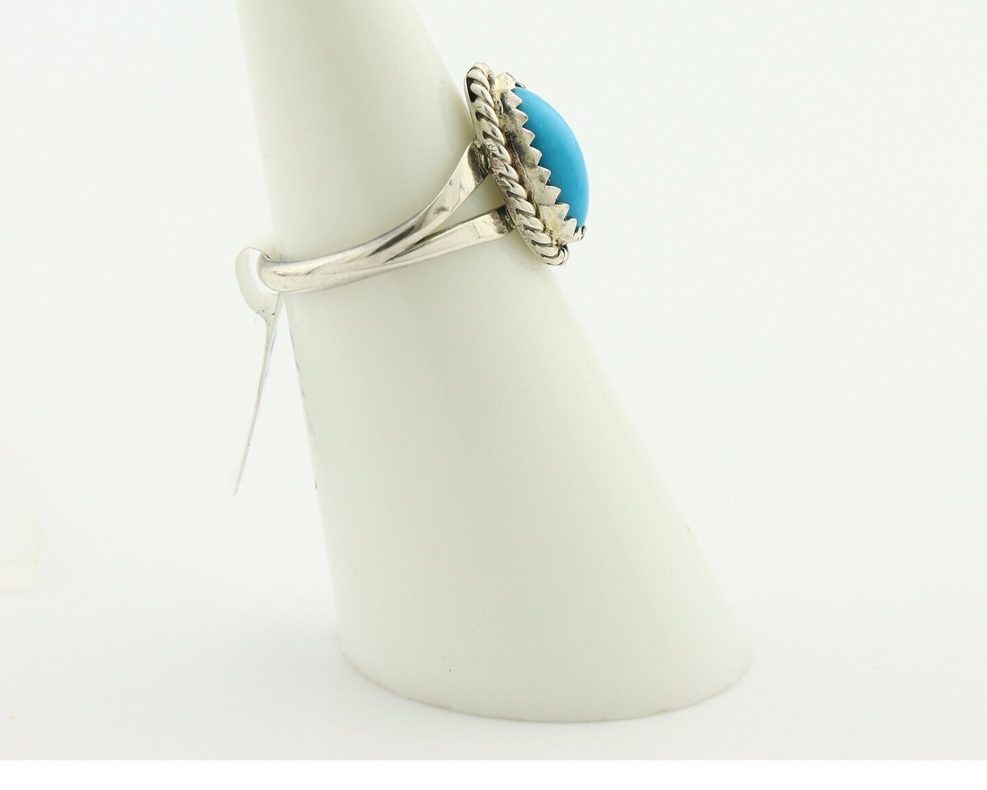 Navajo Ring .925 Silver Sleeping Beauty Turquoise Native American Artist C.80's