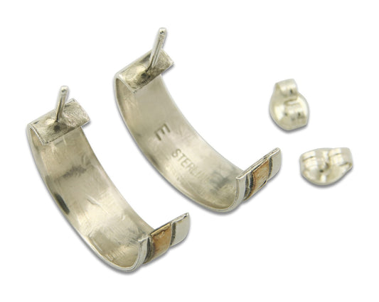 Navajo Hoop Earrings 925 Silver & Gold Artist Signed Randall Endito C.80's