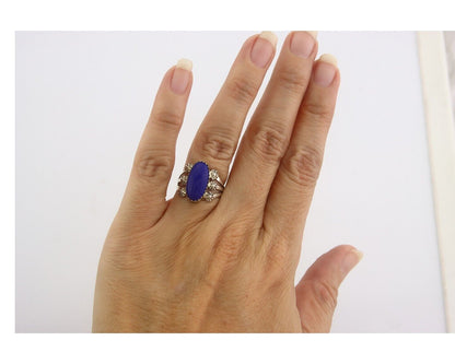Navajo Ring 925 Sterling Natural Lapis Handmade Native Artist C.80's
