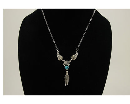 Navajo Bear Feather Leaf Necklace 925 Silver Native American Artist C.80's