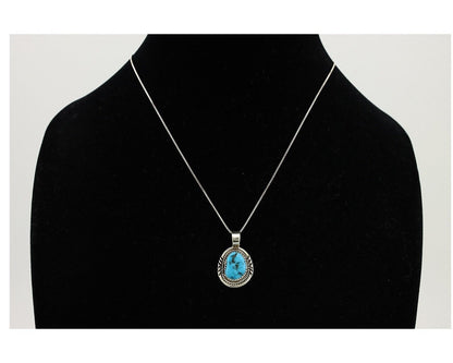 Navajo Necklace 925 Silver Sleeping Beauty Turquoise Signed Anna Begay C.80's