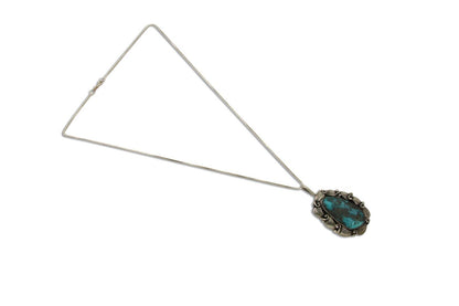 Navajo Necklace 925 Silver Natural Turquoise Artist Signed Billie Eagle C.80's