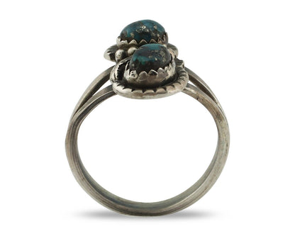 Navajo Ring 925 Silver Natural AAA Blue Morenci Turquoise Signed Tom Willeto C80
