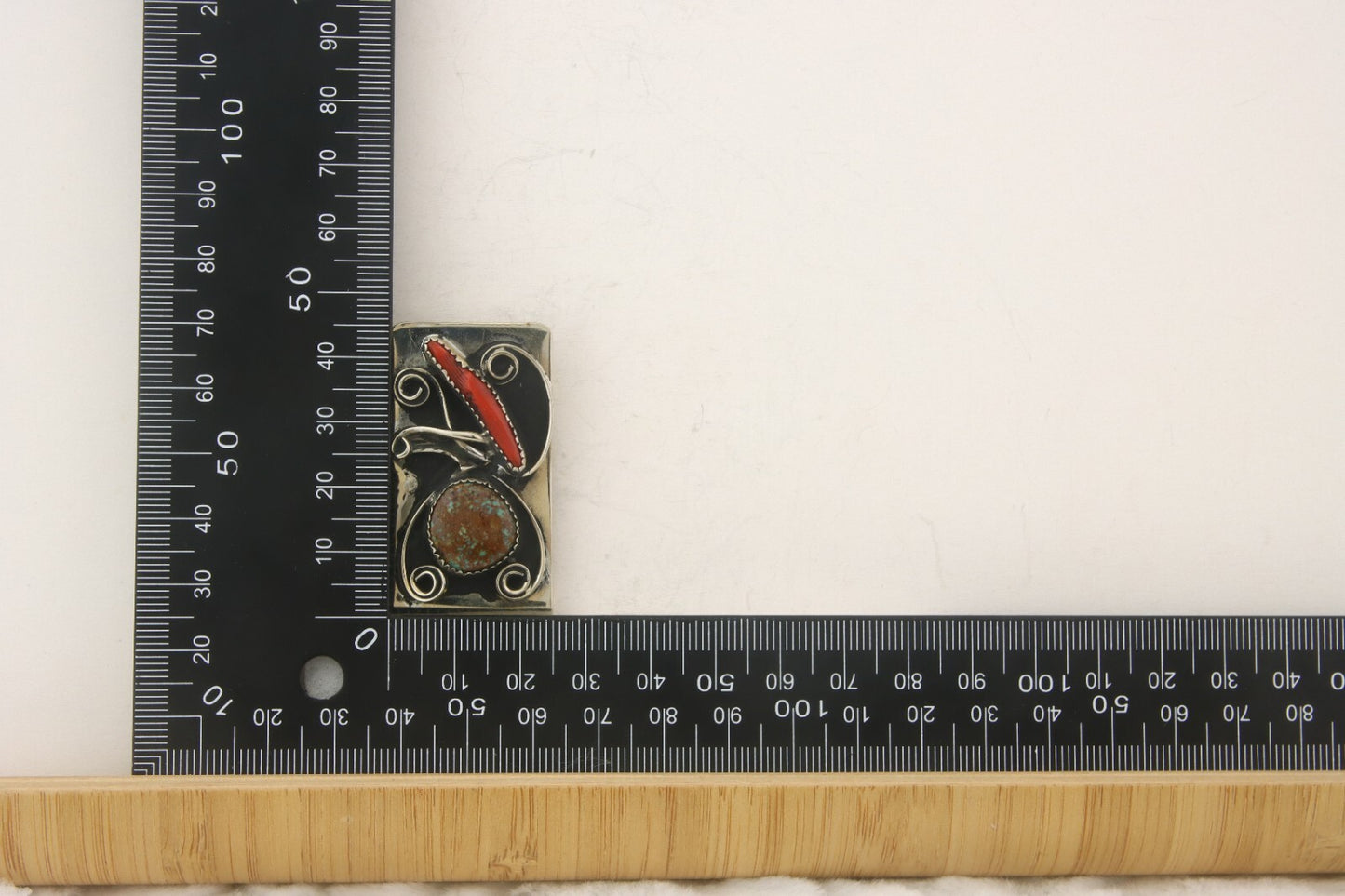 Navajo Money Clip 925 Silver & 999 Nickle Natural Gemstone Native Artist C.80's