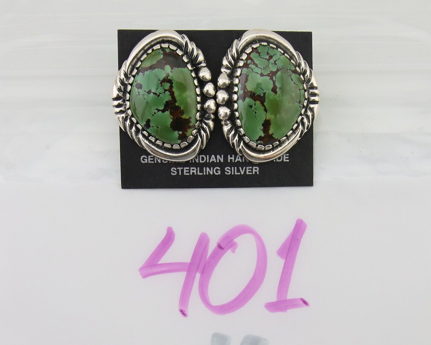 Navajo Earrings 925 Natural Turquoise Native American Artist C.80's