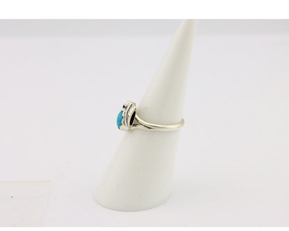 Navajo Ring .925 Silver Sleeping Beauty Turquoise Native American Artist C.80's