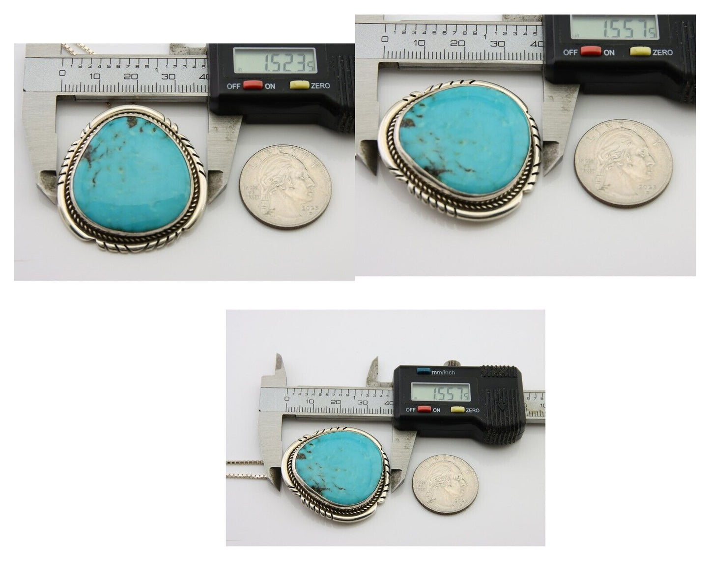 Navajo Necklace 925 Silver Blue Turquoise Artist Signed Doug Zachary C.80's