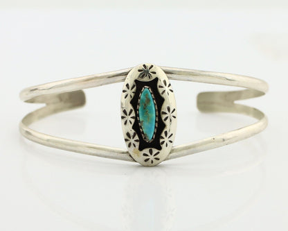 Navajo Bracelet 925 Silver Kingman Turquoise Artist Signed IJC C.80's