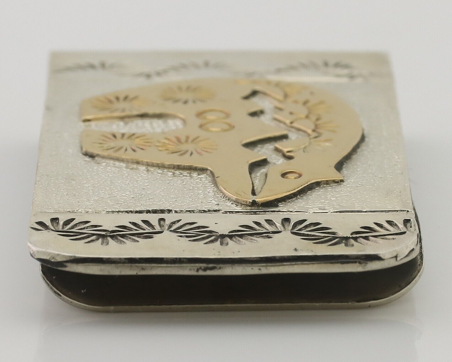 Navajo Money Clip .925 Silver Gold Plate & .999 Nickle Native Artist C.80's