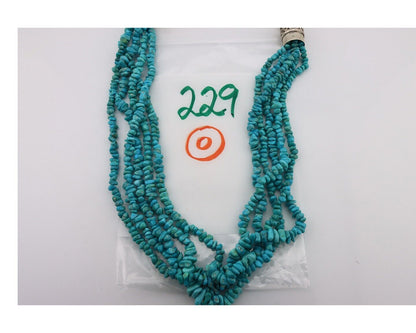 Navajo 5 Strand Necklace 925 Silver Blue Gem Turquoise Native Artist C.80's