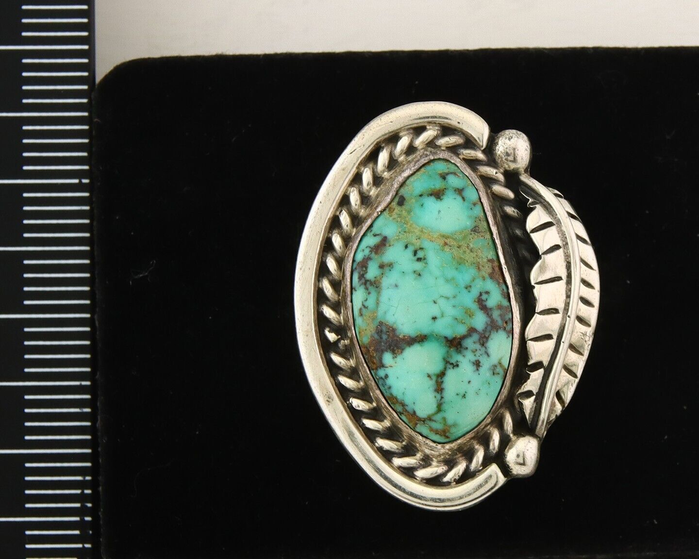 Mexican Handmade Ring 925 Sterling Natural Mined Turquoise C.80's Size 8