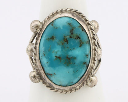 Navajo Ring 925 Silver Blue Turquoise & Pyrite Native American Artist C.80's