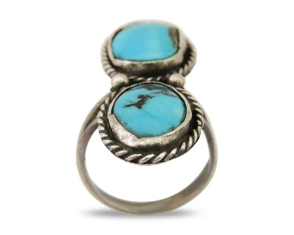 Navajo Ring 925 Silver Natural Blue Turquoise Native American Artist C.80's