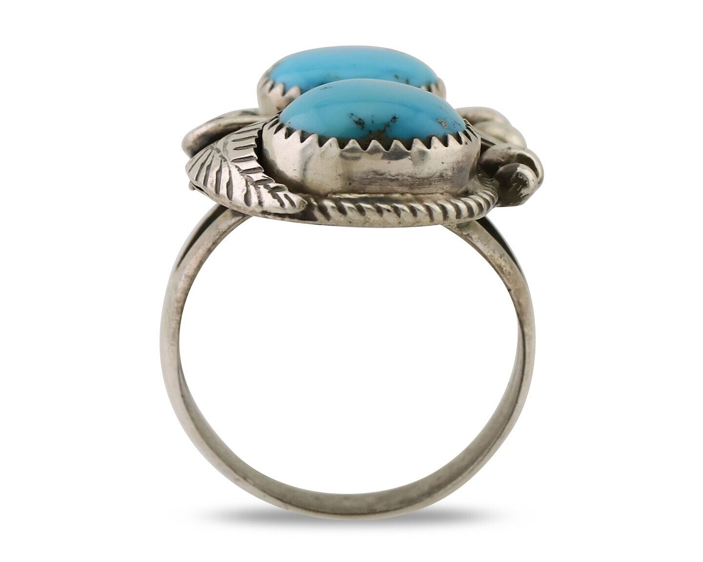 Navajo Handmade Ring 925 Silver Natural Tuquoise Artist Signed JM C.80's
