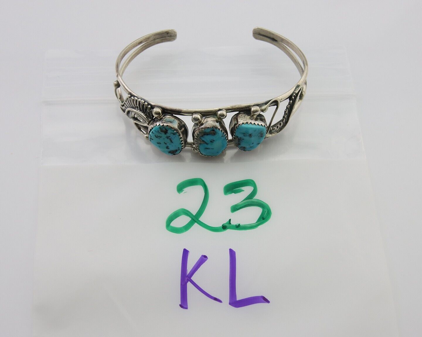 Navajo Bracelet 925 Silver Sleeping Beauty Turquoise Native American C.80's