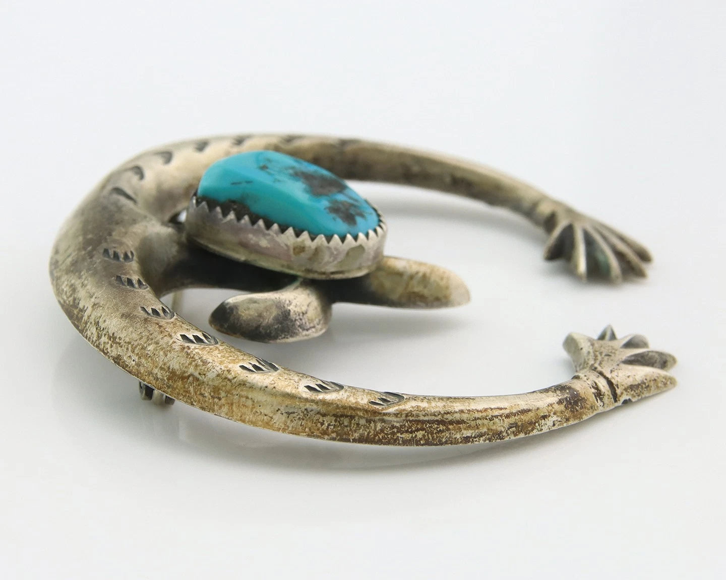 Navajo Handmade Pin Sterling Silver Turquoise Vintage Turpen Pawn Vault