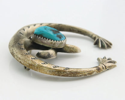Navajo Handmade Pin Sterling Silver Turquoise Vintage Turpen Pawn Vault