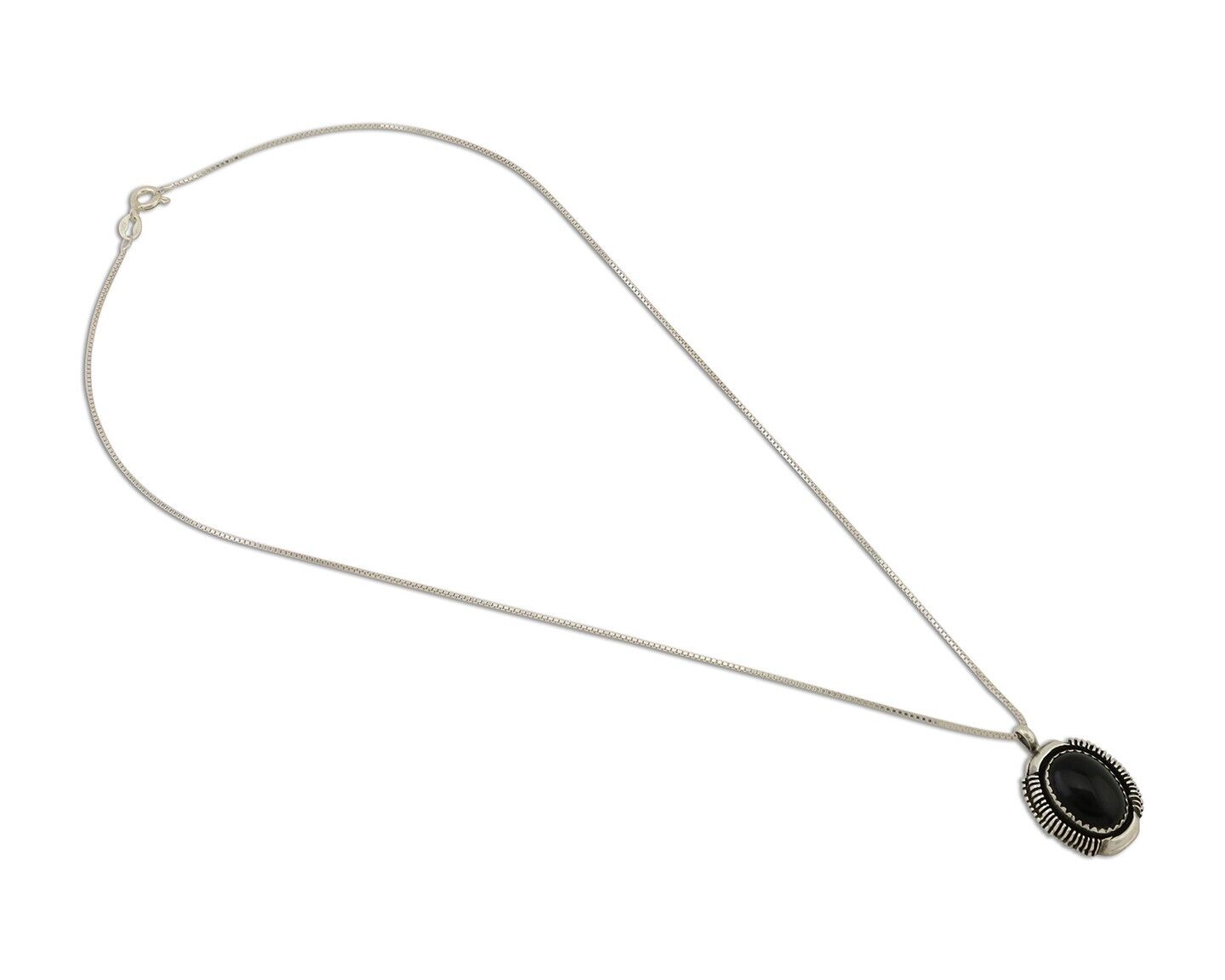 Navajo Necklace 925 Silver Black Onyx Artist Signed LY C.80's