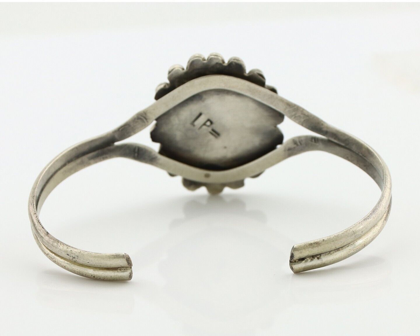 Navajo Bracelet 925 Silver Mine 8 Turquoise Artist Signed L Platero C.80's