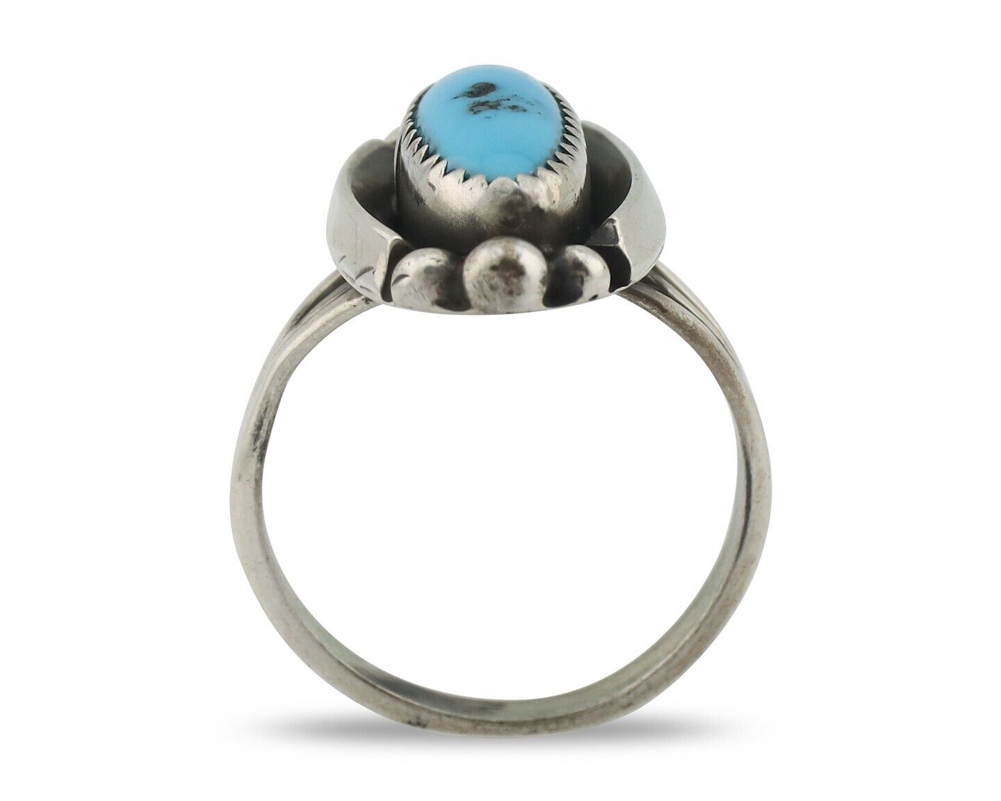 Navajo Ring .925 Silver Sleeping Beauty Turquoise Signed SkyStone Creations C80s