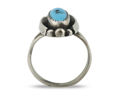 Navajo Ring .925 Silver Sleeping Beauty Turquoise Signed SkyStone Creations C80s