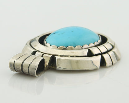 Navajo Sterling Silver Pendant Turquoise Authentic Vintage Signed