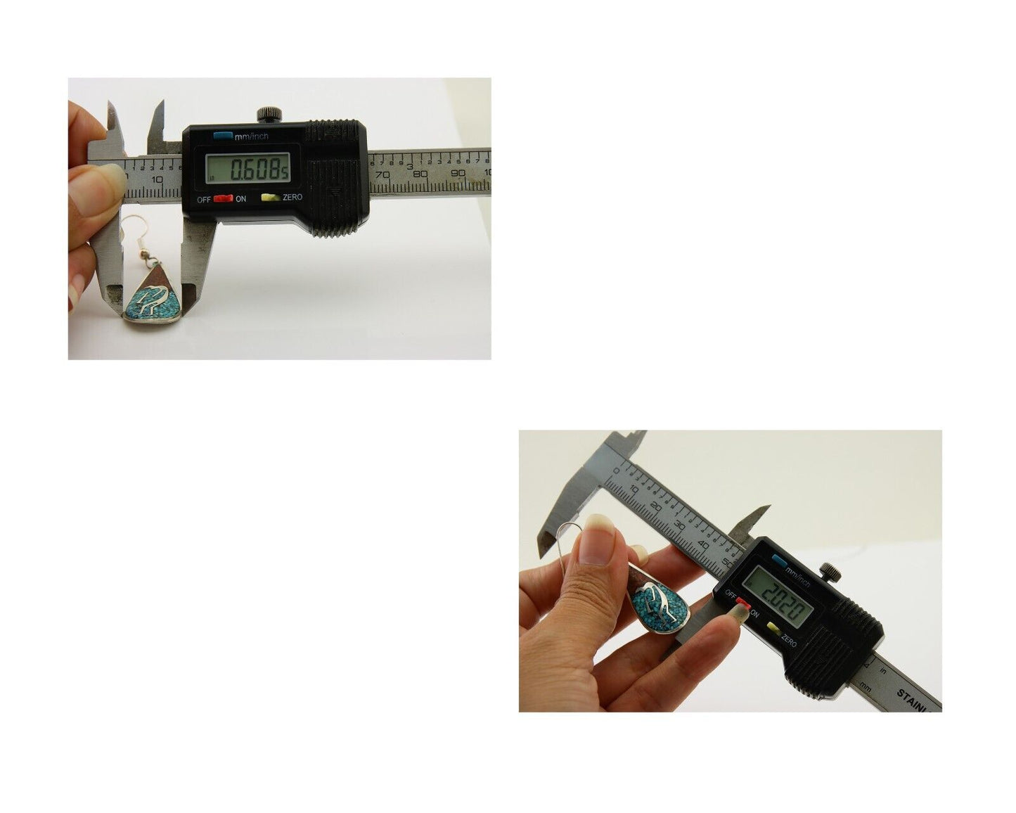 Navajo Kokopelli Earrings 999 Nickel Chip Inlay Turquoise Coral Native American