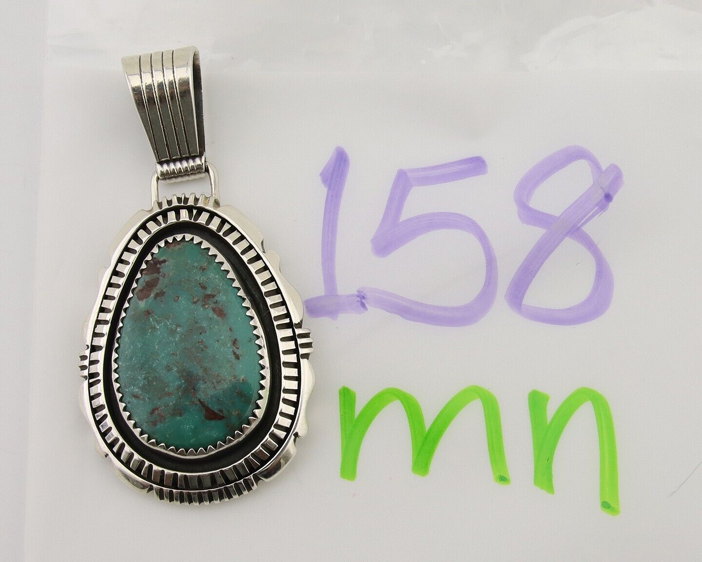 Navajo Pendant 925 Silver Natural Turquoise Artist Signed Lidia Begay C.80's