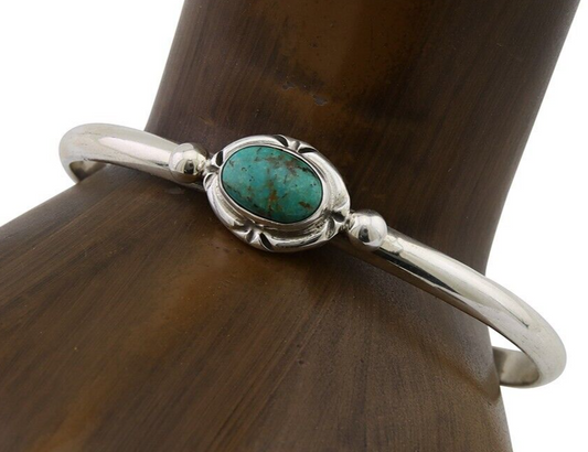 Navajo Bracelet 925 Silver Natural Turquoise Native American Artist C.80's