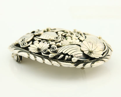 Navajo Belt Buckle 925 Sterling Silver Artist Signed DL 2.25 x 2.8 in C.80's