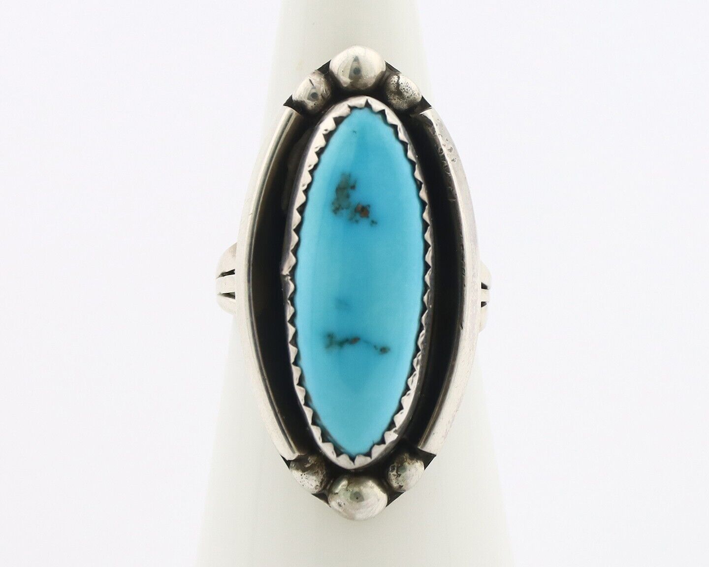 Navajo Ring .925 Silver Sleeping Beauty Turquoise Signed SkyStone Creations C80s