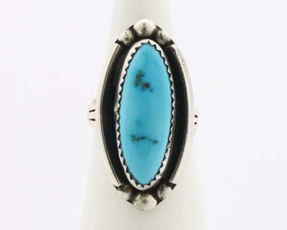 Navajo Ring .925 Silver Sleeping Beauty Turquoise Signed SkyStone Creations C80s