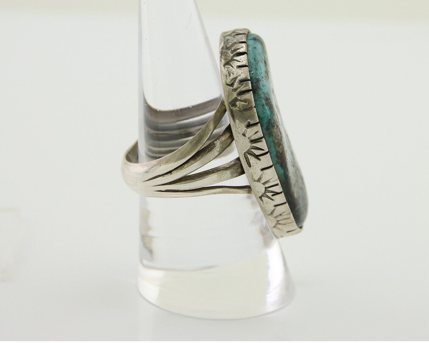 Navajo Ring 925 Silver Natural Turquoise Native American Artist C.80's