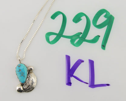 Navajo Heart Necklace 925 Silver Natural Turquoise Signed William Denetdale C80s