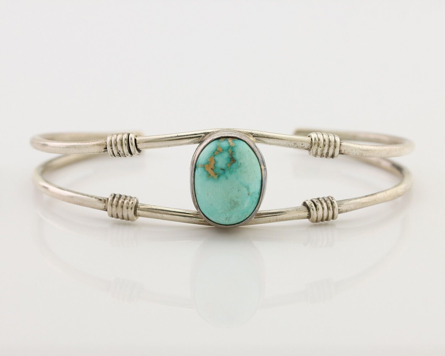 Navajo Cuff Bracelet 925 Silver Natural Blue Turquoise Native American C.80's