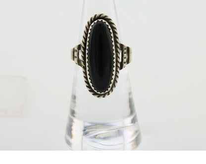 Navajo Handmade Ring 925 Silver Black Onyx Native American Artist C.80's