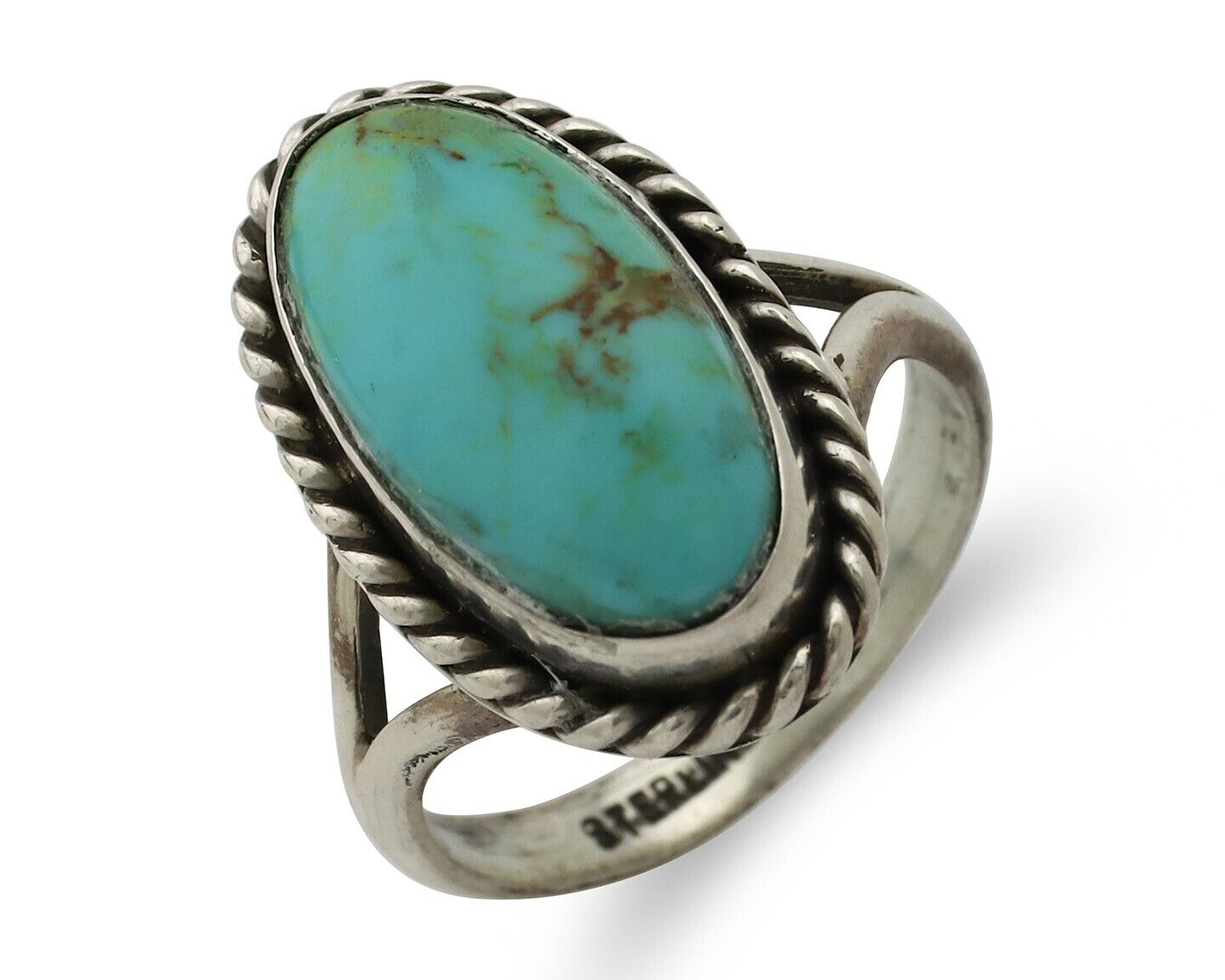 Navajo Ring 925 Silver Natural Kingman Turquoise Native American Artist C.80's
