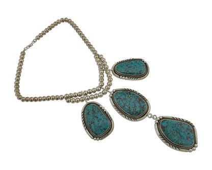 Navajo Squash Necklace 925 Silver Arizona Turquoise Signed Ben S C.80's