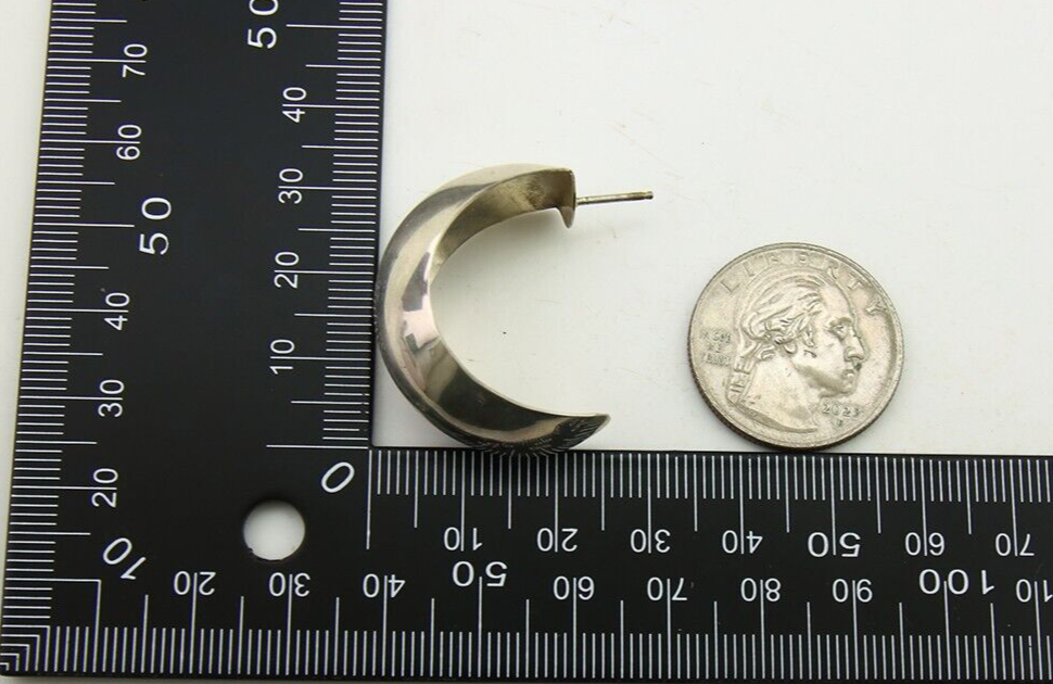 Navajo Earrings 925 Silver Half Hoop Native American Artist C.80's