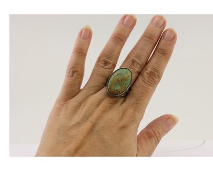 Navajo Handmade Ring 925 Silver Turquoise Signed Native American C.80's