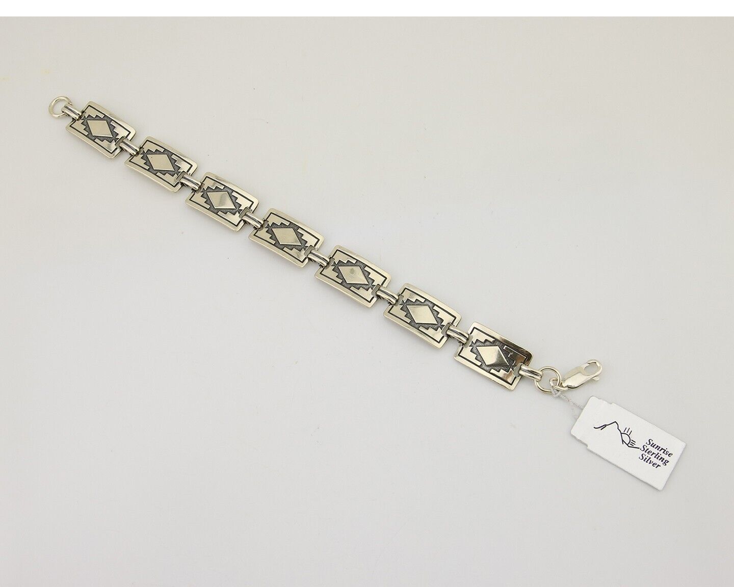 Navajo Hamdmade Link Bracelet 925 Silver Native American Artist C.80's