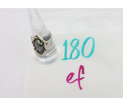 Navajo Hematite Ring 925 Silver Artist Signed Hanging Arrow Size 7.5 C.80's
