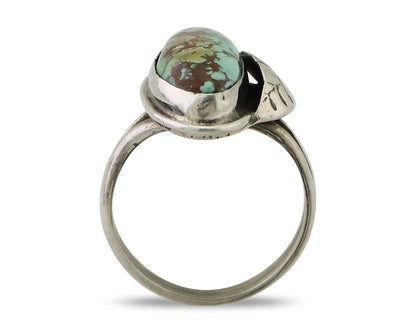 Navajo Handmade Ring 925 Silver Natural Turquoise Artist Signed GC01 C.80's