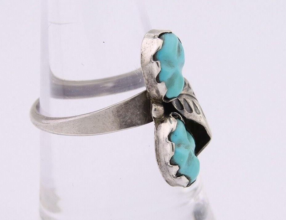 Navajo Ring 925 Silver Natural Blue Turquoise Native American Artist C.80's