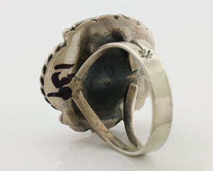 Navajo Handmade Ring 925 Silver Blue Turquoise Native American Artist C.80's