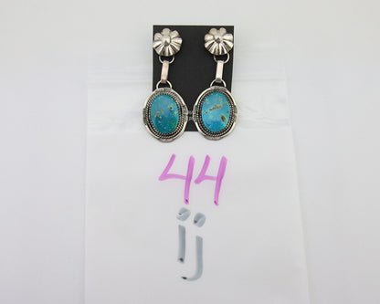 Navajo Dangle Earrings 925 Silver Natural Turquoise Artist Signed Mike Begay C80