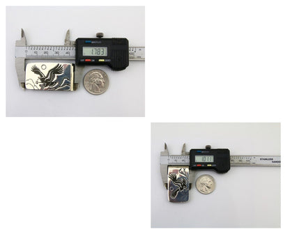 Navajo Eagle Money Clip .925 Silver & .999 Nickle Native American Artist C.80's