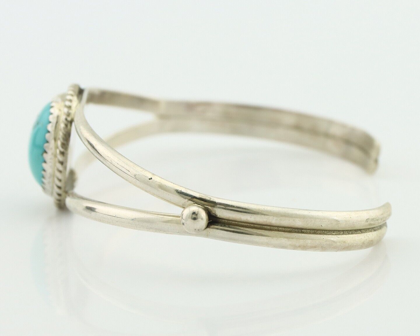 Navajo Bracelet 925 Silver Sleeping Beauty Turquoise Native Artist C.80's
