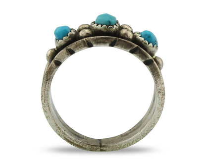 Zuni Ring .925 Silver Natural Sleeping Beauty Turquoise Signed MZR C.80's